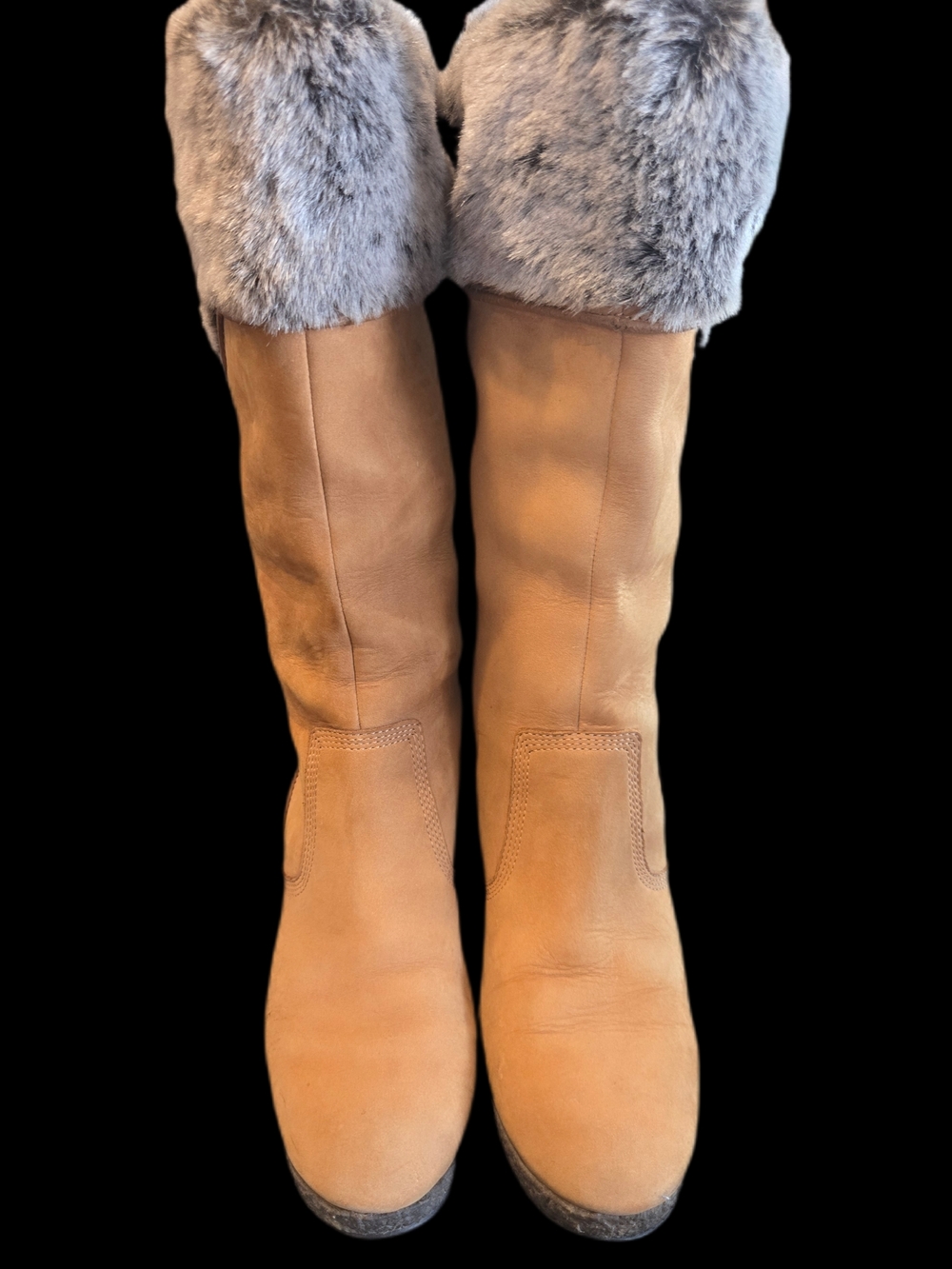👢 Timberland Women's Wedge Boot Fur Cuff Knee High Size 7